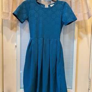 LuLaRoe Blue A-Line Dress Casual Short Sleeve